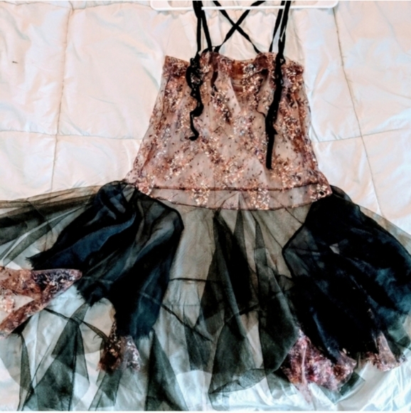 RARE Free People Ballerina Fairy Slip Dress Pink/Gray Combo - Picture 3 of 11